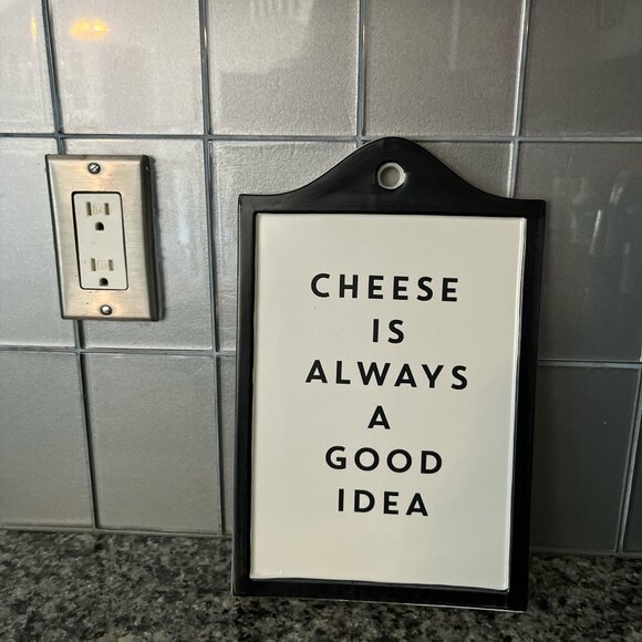 INDIGO Ceramic Cheese Plate 'Cheese Is Always A Good Idea' Charcuterie - Picture 1 of 7